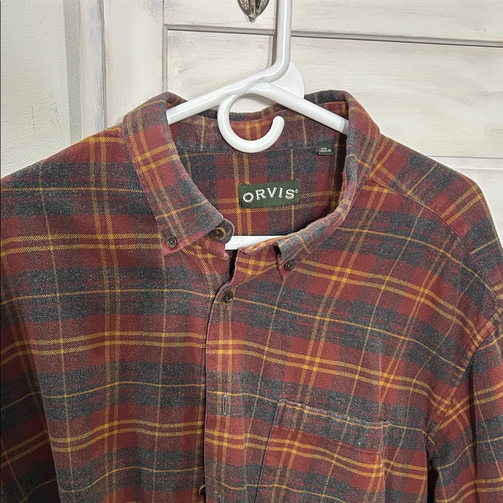 Orvis Red and Yellow Plaid Shirt